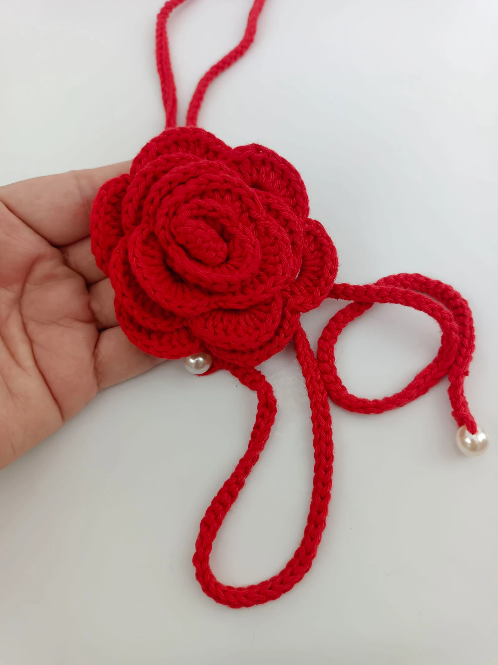 Colar gargantilha ajustável com flor de crochê – photo 3